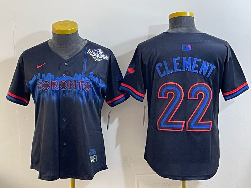 Women 2025 Nike Toronto Blue Jays #22 Clement black Game MLB Jersey 01->women mlb jersey->Women Jersey